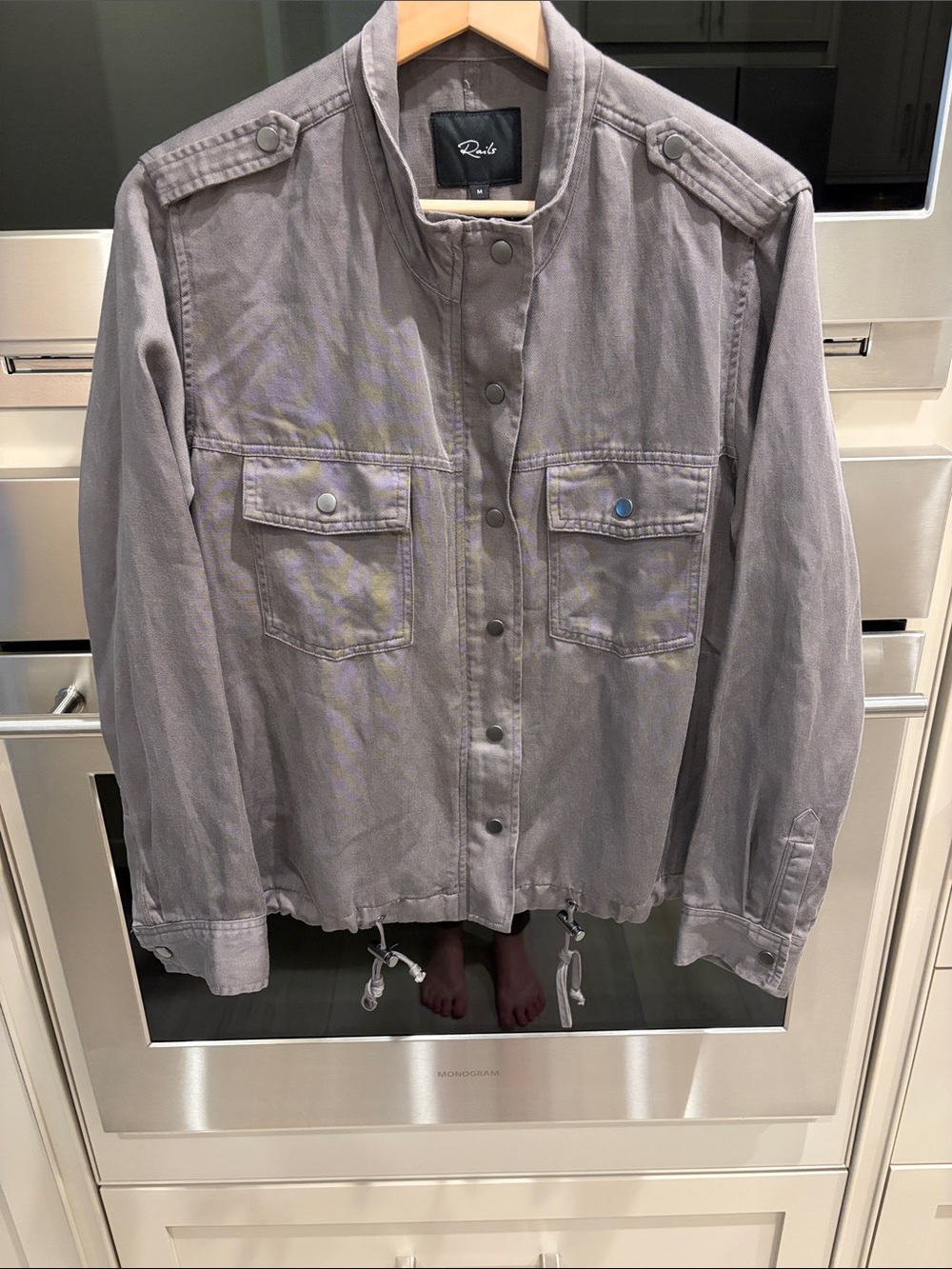 Rails: Collins Light Gray/Purple Utility Jacket with Front Pockets